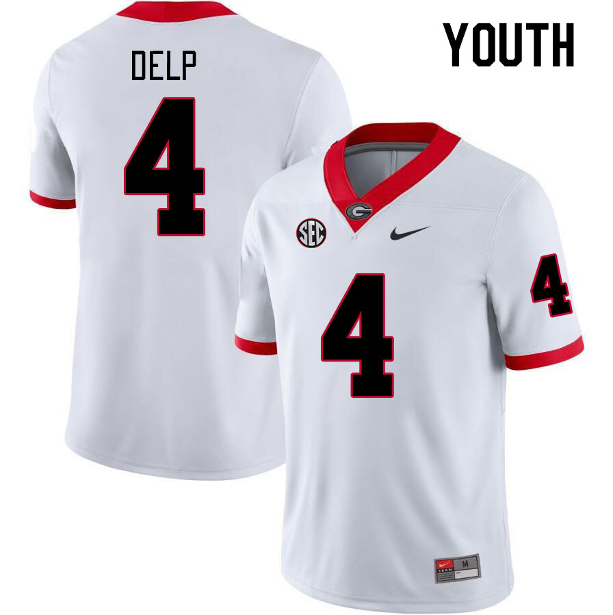 Youth #4 Oscar Delp Georgia Bulldogs College Football Jerseys Stitched-White